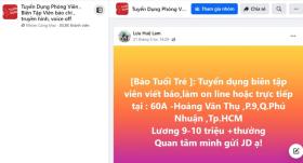 Lừa đảo tuyển dụng biên tập viên, phóng viên báo Tuổi Trẻ