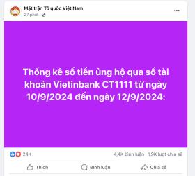 MTTQ Việt Nam công bố thêm 2.009 trang sao kê tiền ủng hộ đồng bào bị bão lũ