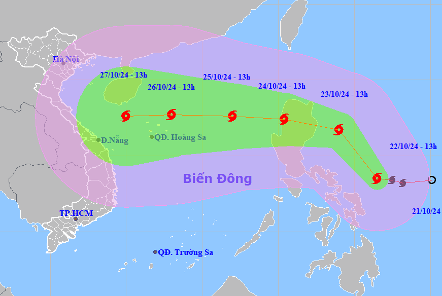 Bão Trà Mi hướng vào Biển Đông 